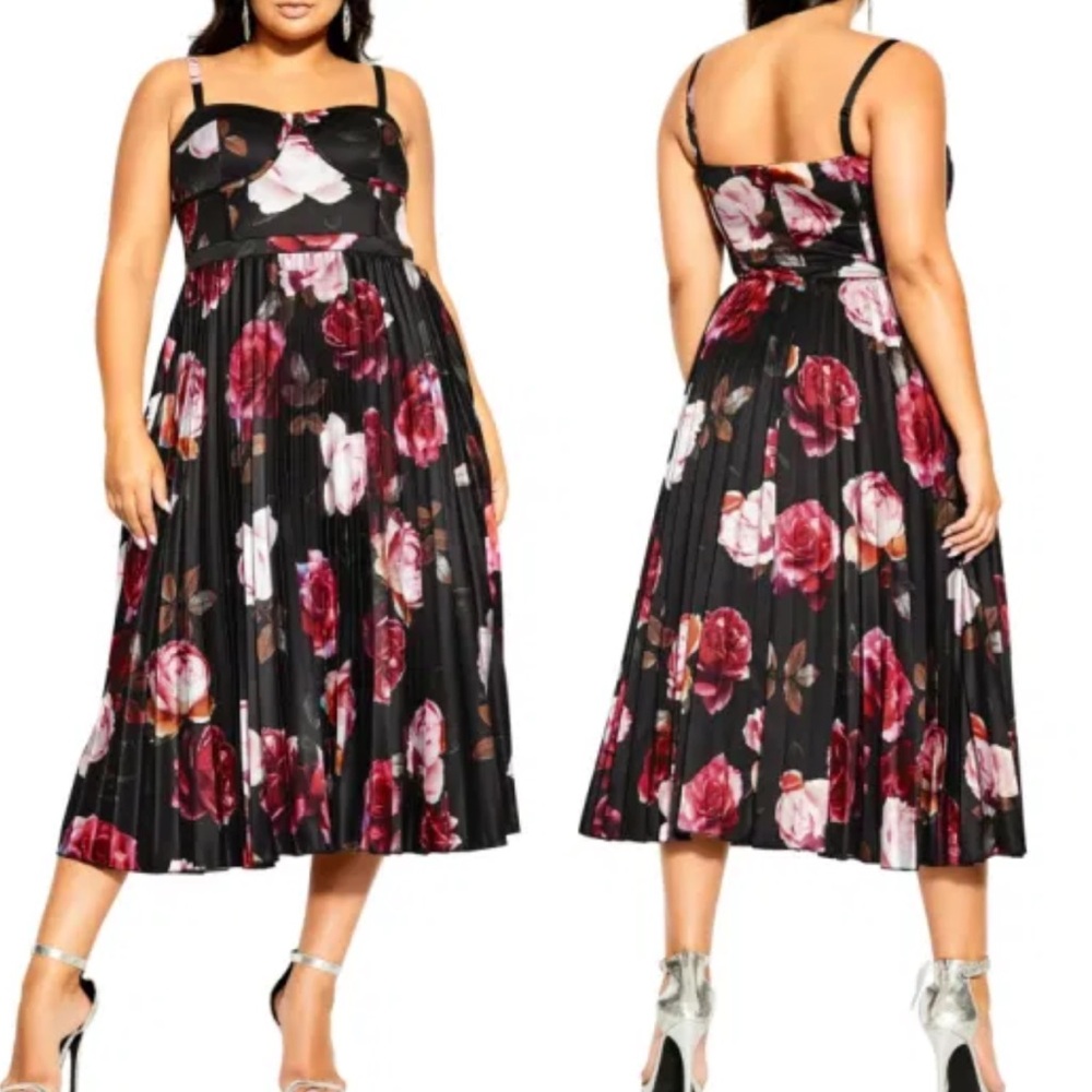 City Chic Women’s plus Size Dress Rich Bloom floral midi Size 12 NEW